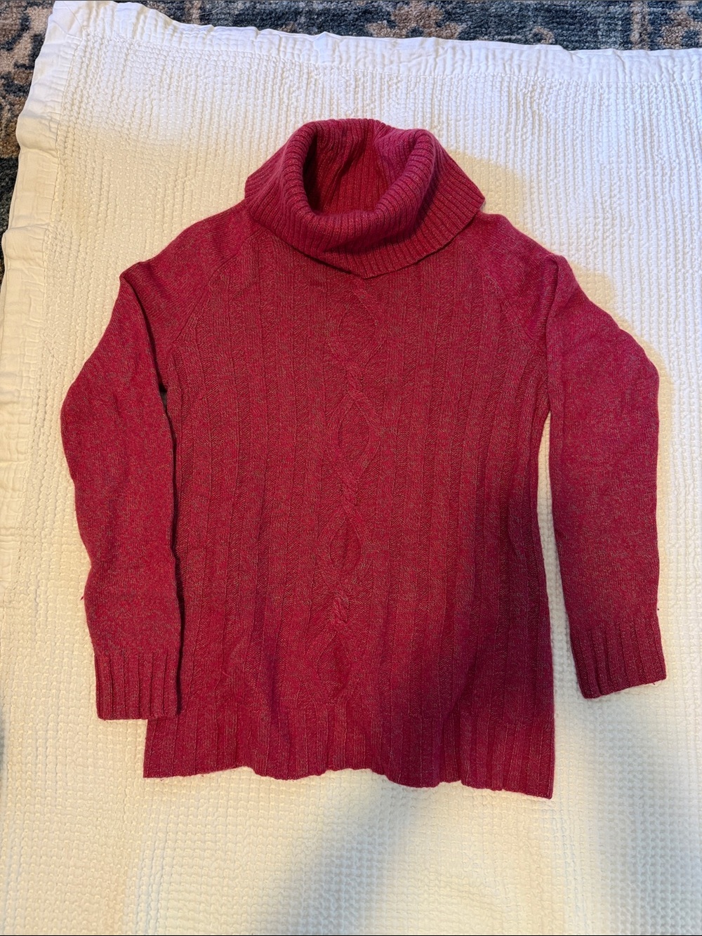 Talbots Cable-Knit Turtleneck Sweater in Berry